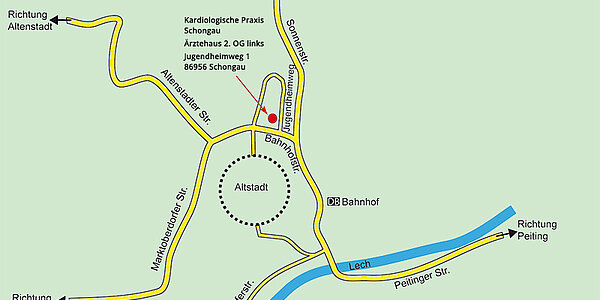 Anfahrt Praxis Kardiologie Schongau